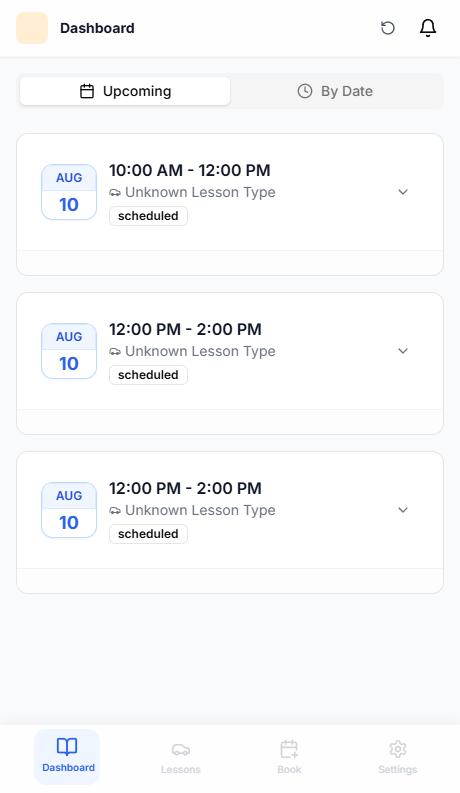 Student practicing driving