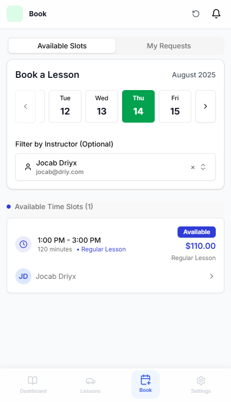 Student practicing driving
